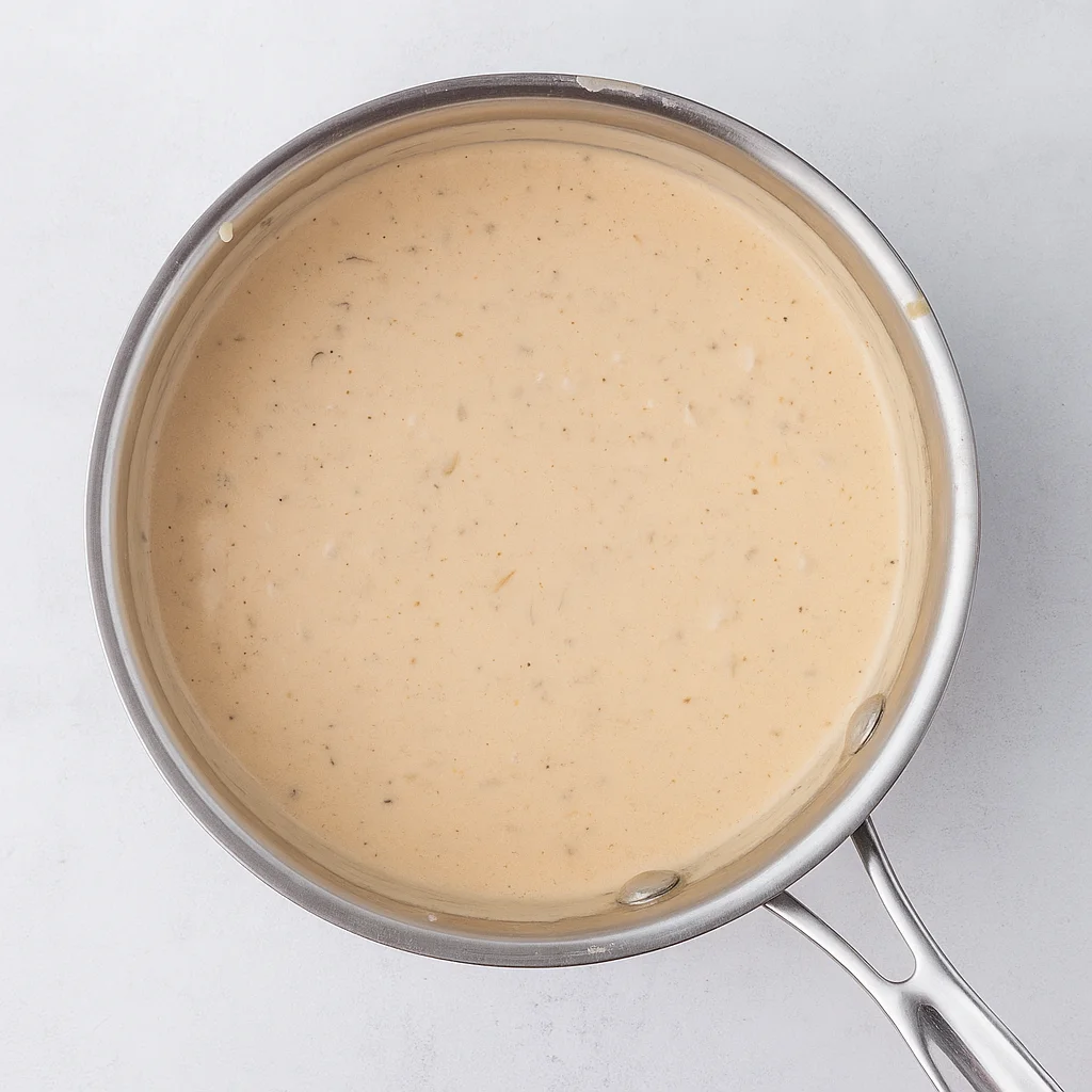 Homemade cheddar cheese sauce for scalloped potatoes