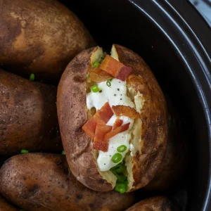 Crock Pot Baked Potatoes served hot with butter
