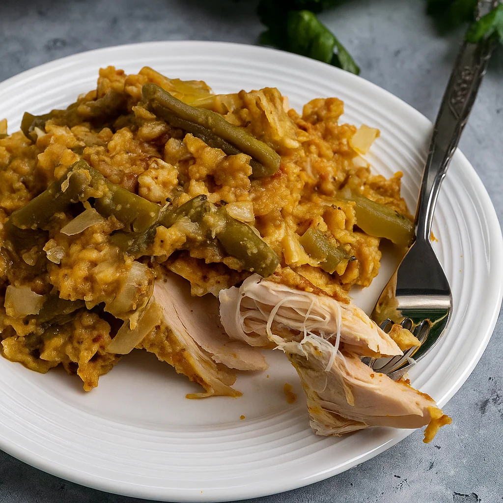 Crock Pot Chicken and Stuffing served fresh on a plate