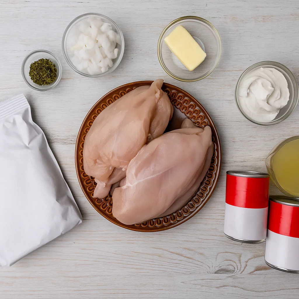 Ingredients for Crock Pot Chicken and Stuffing