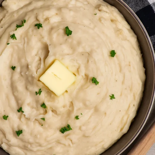 Crock Pot Mashed Potatoes with Cream Cheese in white bowl