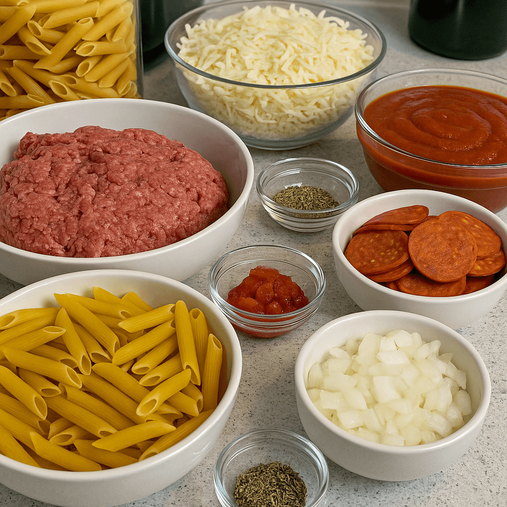 ingredients for crock pot pizza casserole recipe