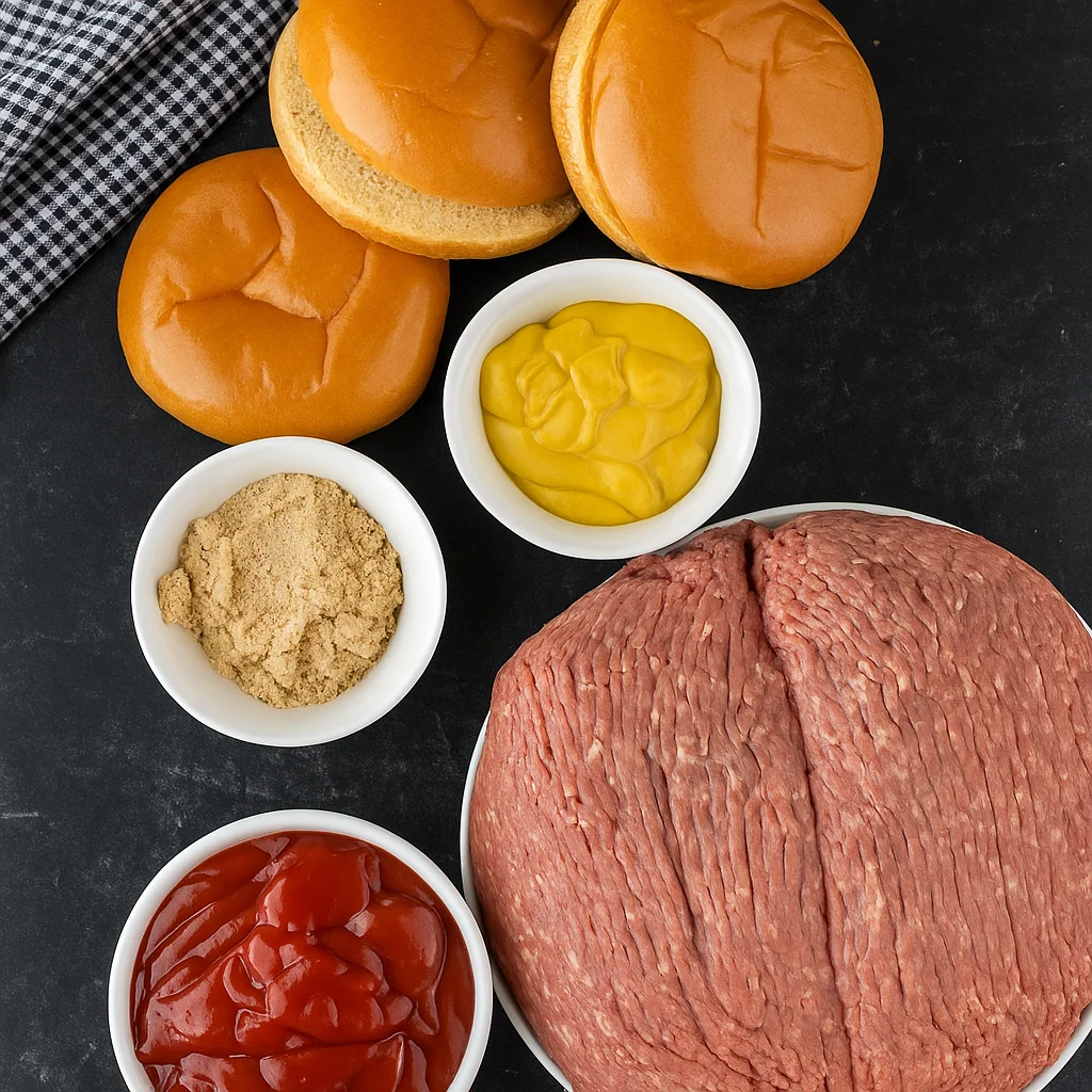 Ground beef and ingredients for Crock Pot Sloppy Joes